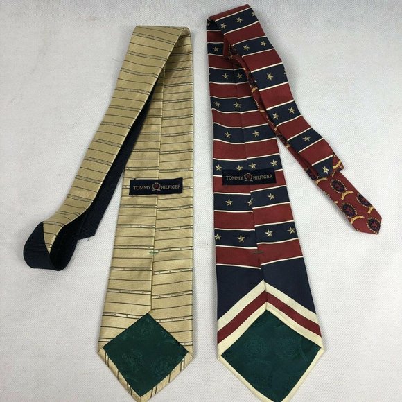 TOMMY HILFIGER Neck Ties 100% Silk Flags Yellow - Picture 3 of 4